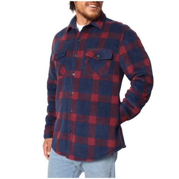 Freedom Foundry Men's Super Plush Shirt Jacket, Red - Picture 3 of 4